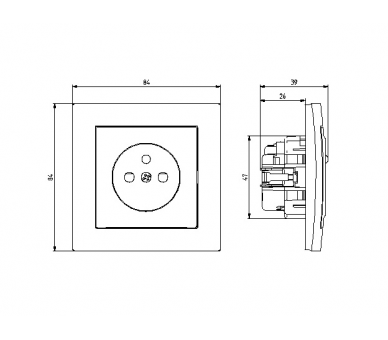 Gniazdo pojedyncze z uziemieniem z przesłonami torów prądowych, z ładowarką USB A+C Czarny matowy Ospel As
