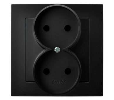 Gniazdo podwójne kompletne z ramką, bez uziemienia Czarny matowy Ospel As