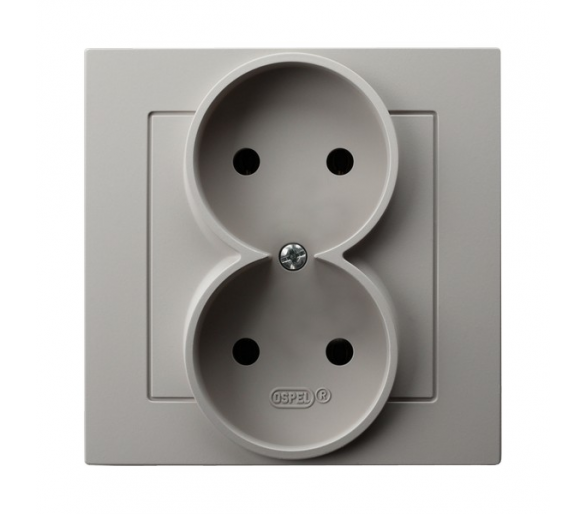 Gniazdo podwójne kompletne z ramką, bez uziemienia Kaszmir Ospel As