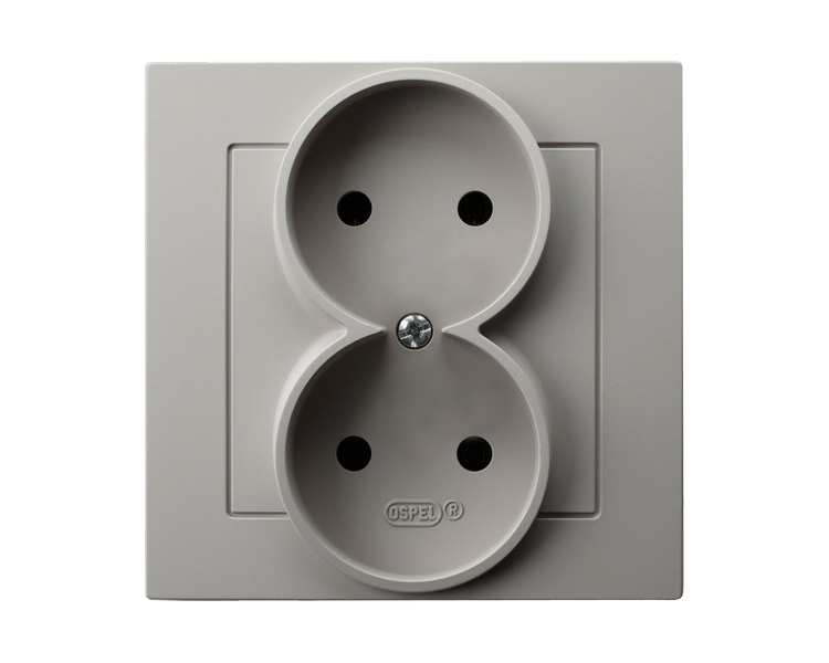Gniazdo podwójne kompletne z ramką, bez uziemienia Kaszmir Ospel As