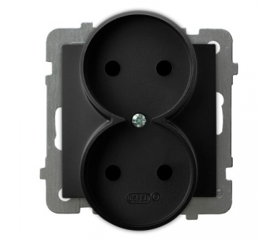 Gniazdo podwójne, bez uziemienia, moduł bez ramki Czarny matowy Ospel As