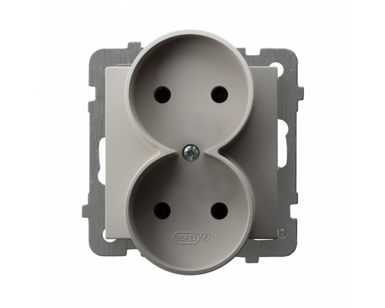 Gniazdo podwójne, bez uziemienia, moduł bez ramki Kaszmir Ospel As