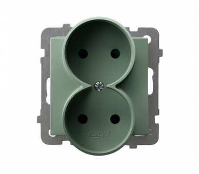 Gniazdo podwójne, bez uziemienia, moduł bez ramki Zielony mat Ospel As