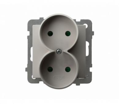Gniazdo podwójne, bez uziemienia, z przesłonami torów prądowych, moduł bez ramki Kaszmir Ospel As