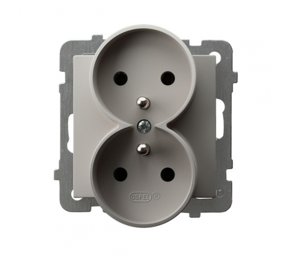 Gniazdo podwójne z uziemieniem moduł bez ramki Kaszmir Ospel As