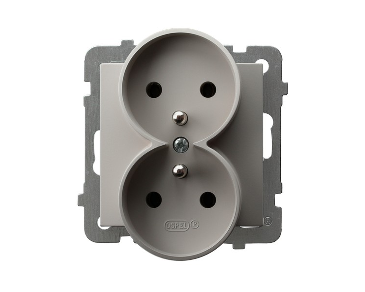 Gniazdo podwójne z uziemieniem moduł bez ramki Kaszmir Ospel As