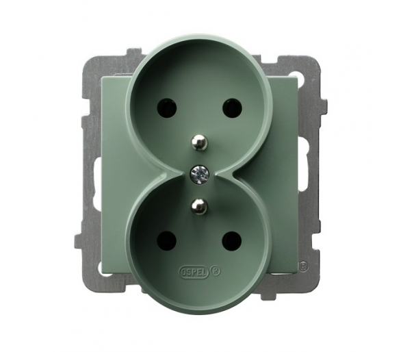 Gniazdo podwójne z uziemieniem moduł bez ramki Zielony mat Ospel As