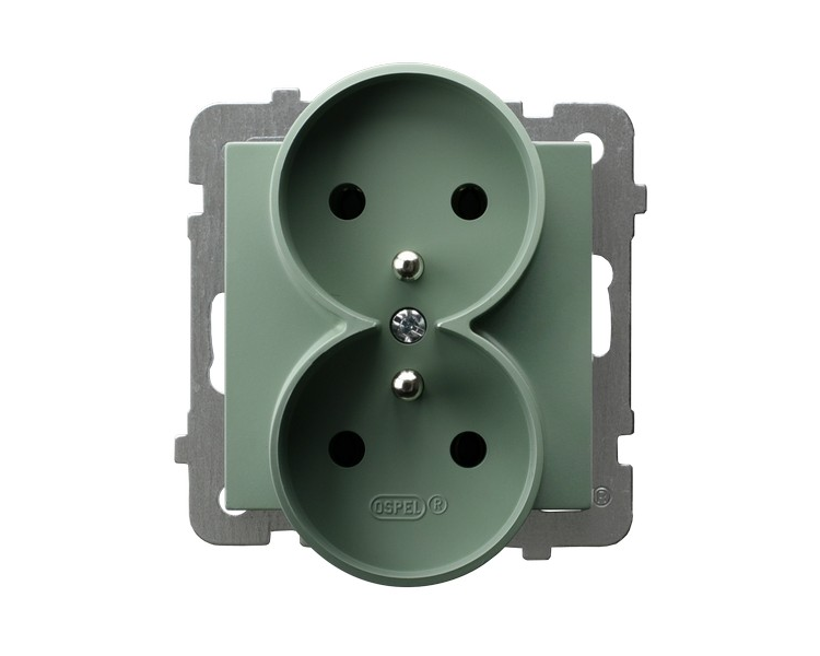 Gniazdo podwójne z uziemieniem moduł bez ramki Zielony mat Ospel As