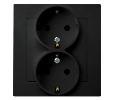 Gniazdo podwójne z uziemieniem schuko kompletne z ramką Czarny matowy Ospel As
