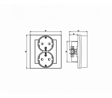 Gniazdo podwójne z uziemieniem schuko kompletne z ramką Czarny matowy Ospel As