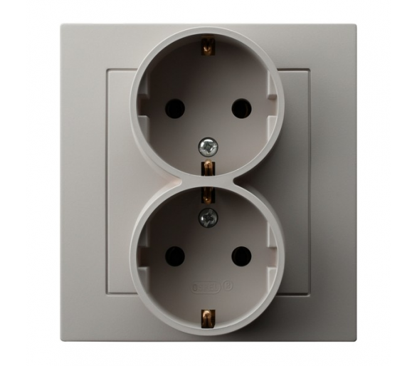 Gniazdo podwójne z uziemieniem schuko kompletne z ramką Kaszmir Ospel As