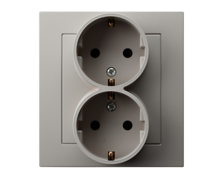 Gniazdo podwójne z uziemieniem schuko kompletne z ramką Kaszmir Ospel As