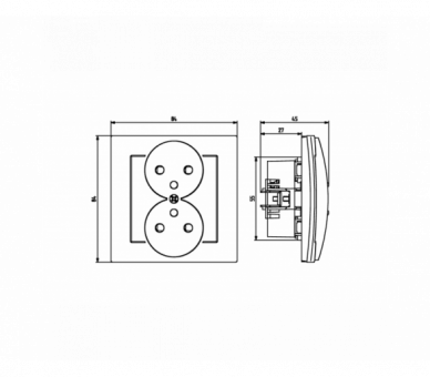 Gniazdo podwójne z uziemieniem kompletne z ramką Czarny matowy Ospel As