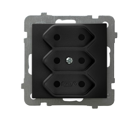 Gniazdo potrójne EURO Czarny matowy Ospel As