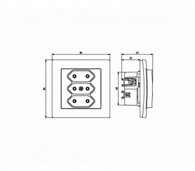 Gniazdo potrójne EURO Czarny matowy Ospel As