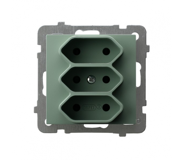 Gniazdo potrójne EURO Zielony mat Ospel As