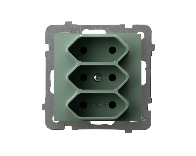 Gniazdo potrójne EURO Zielony mat Ospel As