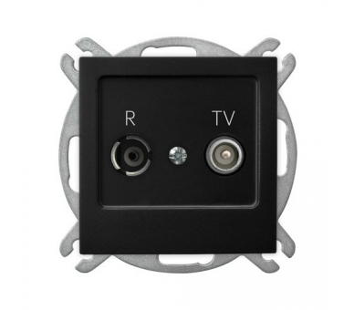 Gniazdo RTV przelotowe 16-dB Czarny matowy Ospel As