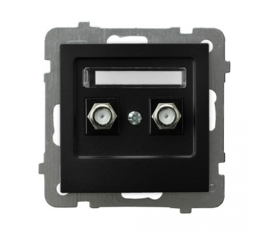 Gniazdo antenowe typu F podwójne Czarny matowy Ospel As