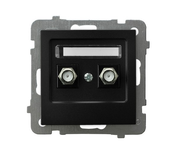 Gniazdo antenowe typu F podwójne Czarny matowy Ospel As