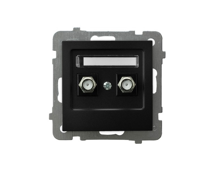 Gniazdo antenowe typu F podwójne Czarny matowy Ospel As