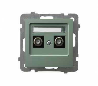 Gniazdo antenowe typu F podwójne Zielony mat Ospel As