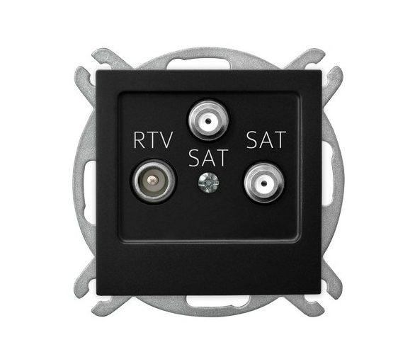 Gniazdo RTV-SAT z dwoma wyjściami SAT Czarny matowy Ospel As