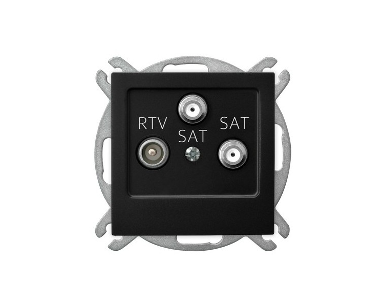 Gniazdo RTV-SAT z dwoma wyjściami SAT Czarny matowy Ospel As