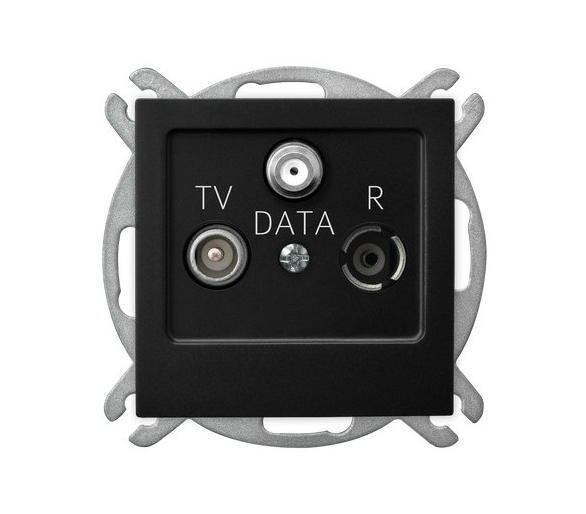 Gniazdo RTV-DATA Czarny matowy Ospel As