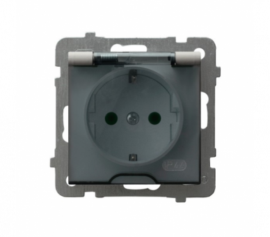 Gniazdo bryzgoszczelne z uziemieniem schuko IP-44 wieczko przezroczyste Kaszmir Ospel As