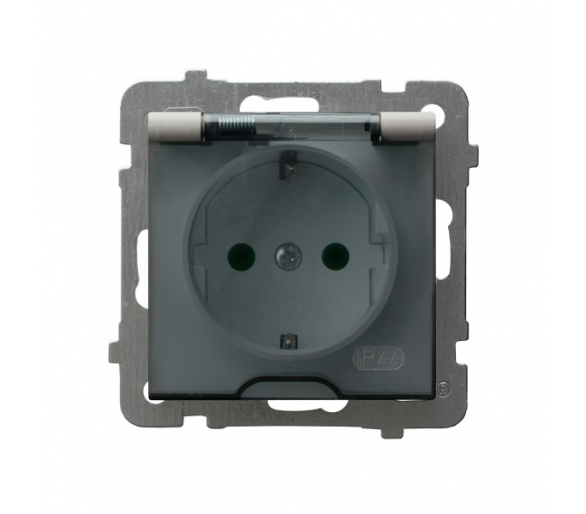 Gniazdo bryzgoszczelne z uziemieniem schuko IP-44 wieczko przezroczyste Kaszmir Ospel As