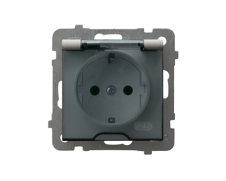 Gniazdo bryzgoszczelne z uziemieniem schuko IP-44 wieczko przezroczyste Kaszmir Ospel As