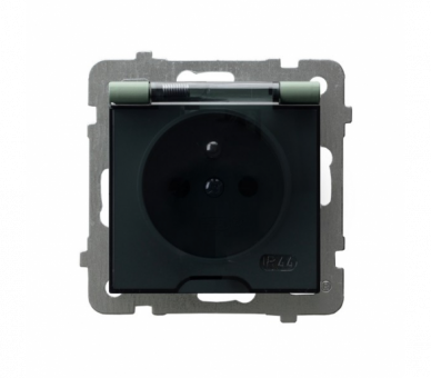 Gniazdo bryzgoszczelne z uziemieniem IP-44 wieczko przezroczyste Zielony mat Ospel As