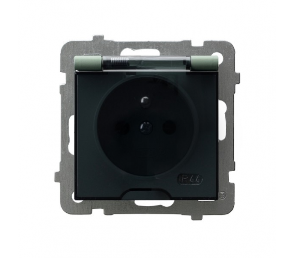 Gniazdo bryzgoszczelne z uziemieniem IP-44 wieczko przezroczyste Zielony mat Ospel As