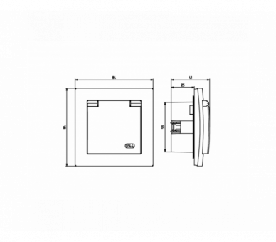 Gniazdo bryzgoszczelne z uziemieniem IP-44 z przesłonami torów prądowych wieczko dymne Czarny matowy Ospel As