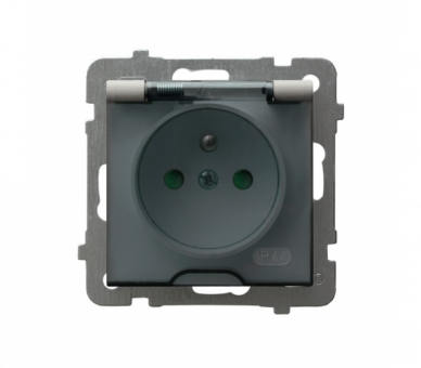 Gniazdo bryzgoszczelne z uziemieniem IP-44 z przesłonami torów prądowych wieczko przezroczyste Kaszmir Ospel As