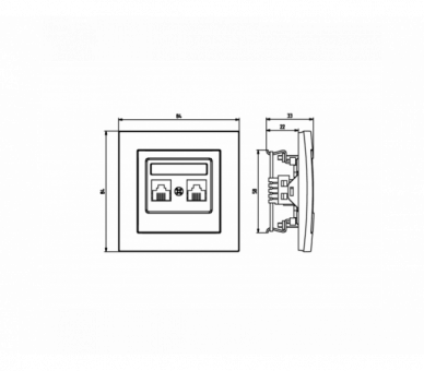 Gniazdo komputerowe pojedyncze, kat. 5e MMC Czarny matowy Ospel As