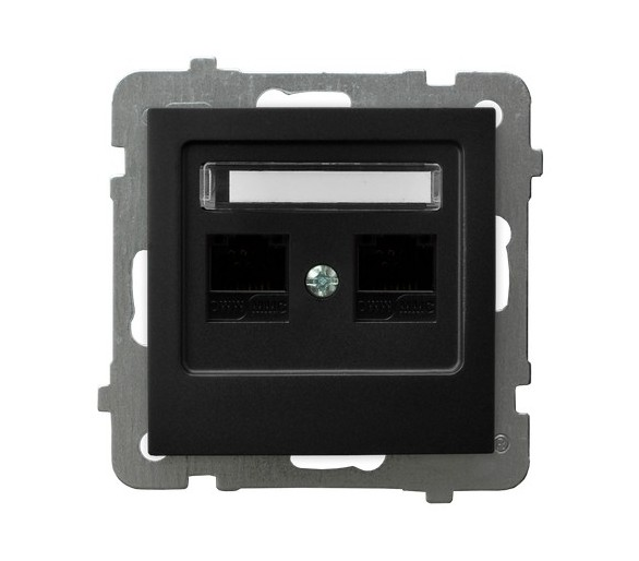 Gniazdo komputerowe podwójne, kat. 5e MMC Czarny matowy Ospel As