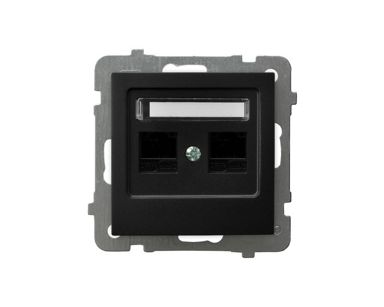 Gniazdo komputerowe podwójne, kat. 5e MMC Czarny matowy Ospel As