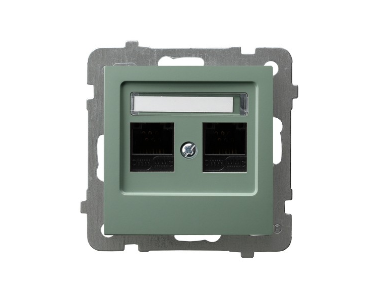 Gniazdo komputerowe podwójne, kat. 5e MMC Zielony mat Ospel As
