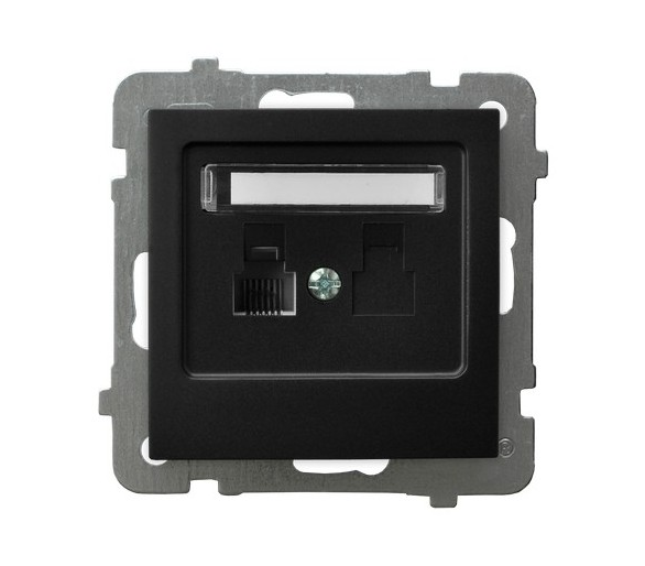 Gniazdo telefoniczne pojedyncze Czarny matowy Ospel As