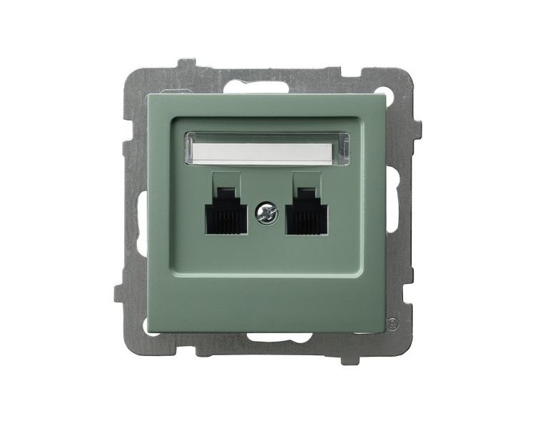 Gniazdo telefoniczne podwójne niezależne Zielony mat Ospel As