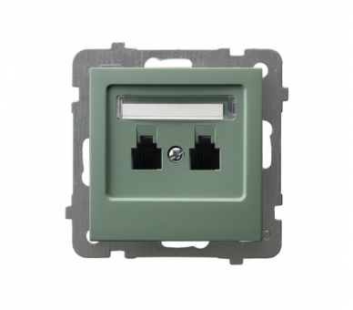 Gniazdo telefoniczne podwójne równoległe Zielony mat Ospel As
