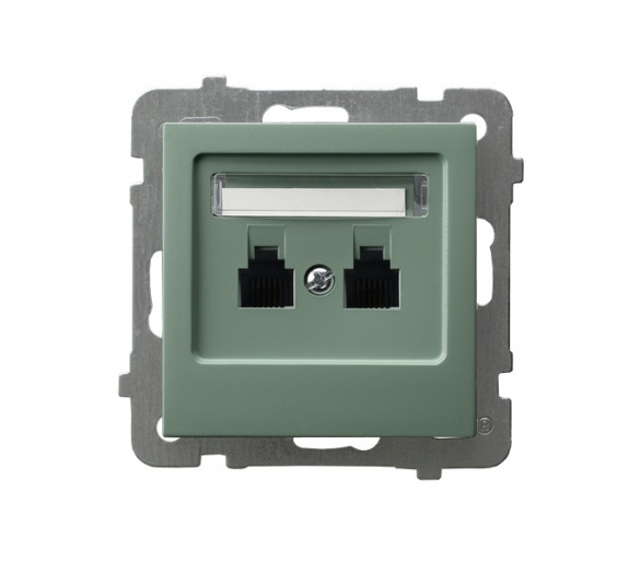 Gniazdo telefoniczne podwójne równoległe Zielony mat Ospel As