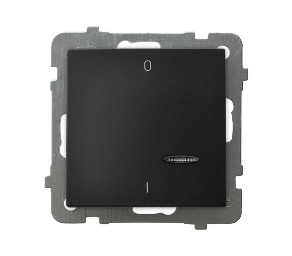 Łącznik dwubiegunowy z podświetleniem niebieskim Czarny matowy Ospel As