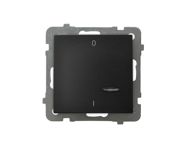 Łącznik dwubiegunowy z podświetleniem niebieskim Czarny matowy Ospel As