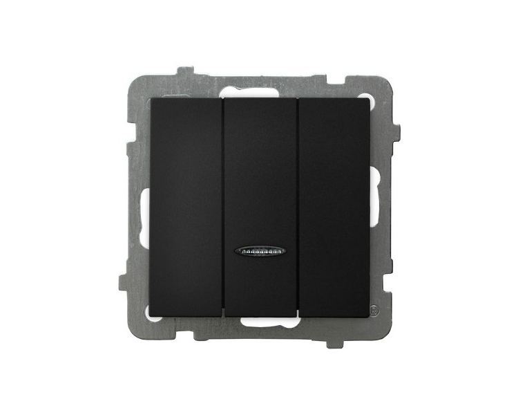 Łącznik potrójny z podświetleniem niebieskim Czarny matowy Ospel As