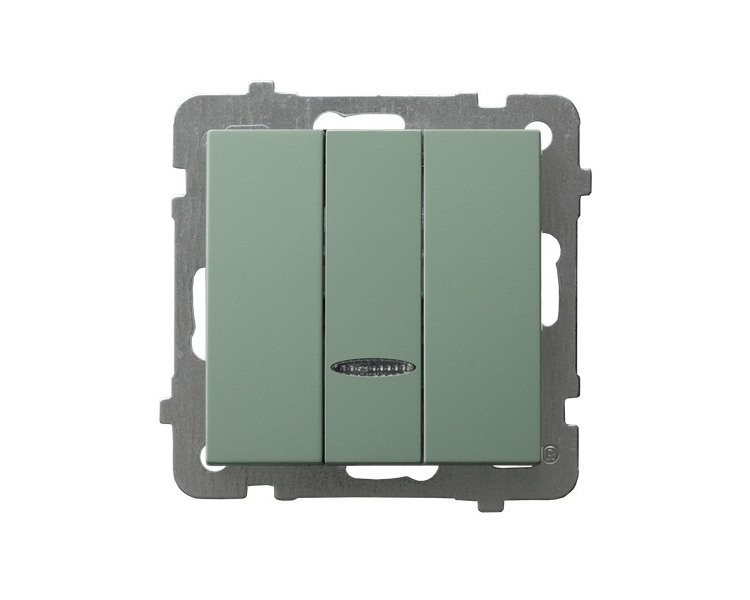 Łącznik potrójny z podświetleniem niebieskim Zielony mat Ospel As