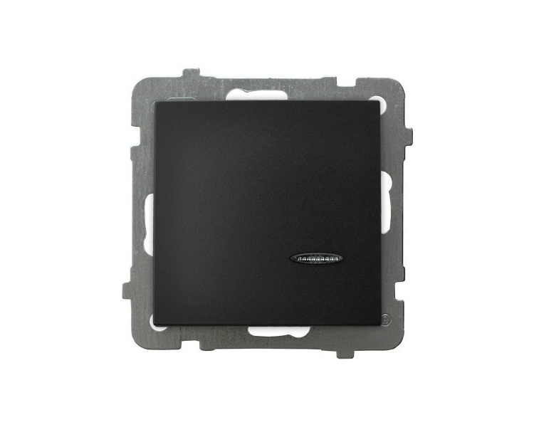 Łącznik jednobiegunowy z podświetleniem niebieskim Czarny matowy Ospel As