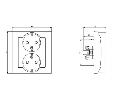 Gniazdo podwójne z uziemieniem schuko z przesłonami torów prądowych, kompletne z ramką Czarny matowy Ospel Impresja